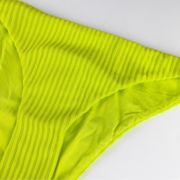 Andie The Cheeky Bikini Bottom Swimsuit Neon Green Ribbed Terry Size S NWT - Picture 6 of 9